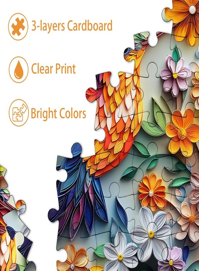 PICKFORU Hummingbird 1000 Piece Puzzle for Adults, PICKFORU Bird Flower Jigsaw Puzzle 1000 Pieces, Quilling Paper Cut Art Puzzles, Challenging Floral Garden Puzzle as Wall Decor - Image 5